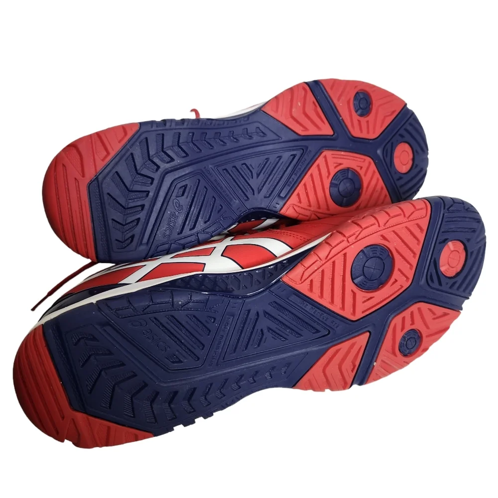 ASICS Mens Gel-Resolution 7 Tennis Shoe Red/White/Indigo Blue Size 15